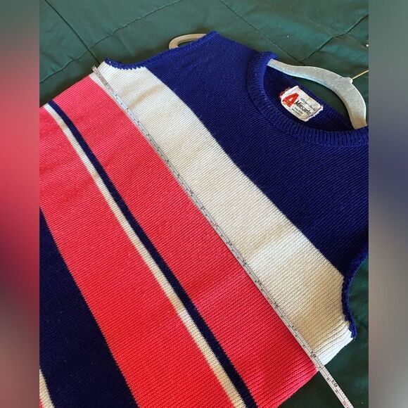 Vintage Sleeveless Striped Sweater - Blue Pink and White Stripes Size Small - Picture 6 of 7